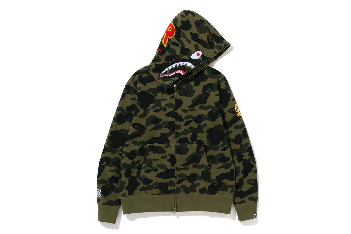 BAPE 1st Camo Shark Full Zip Hoodie Green
