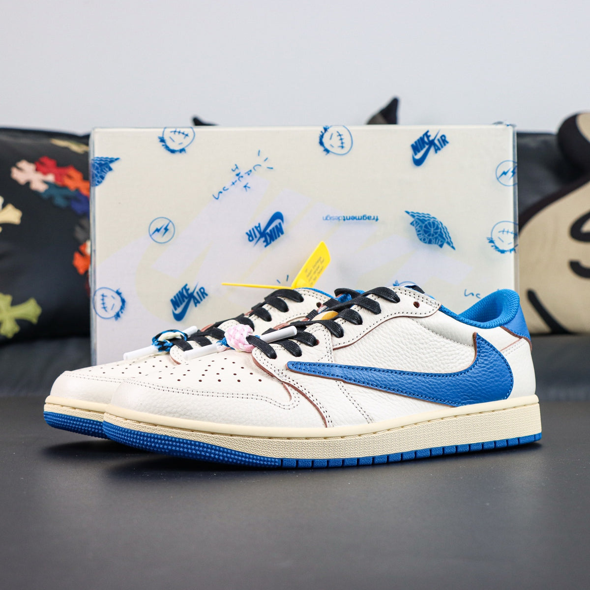 Jordan 1 Retro Low OG SP Fragment x Travis Scott Sail Military Blue
