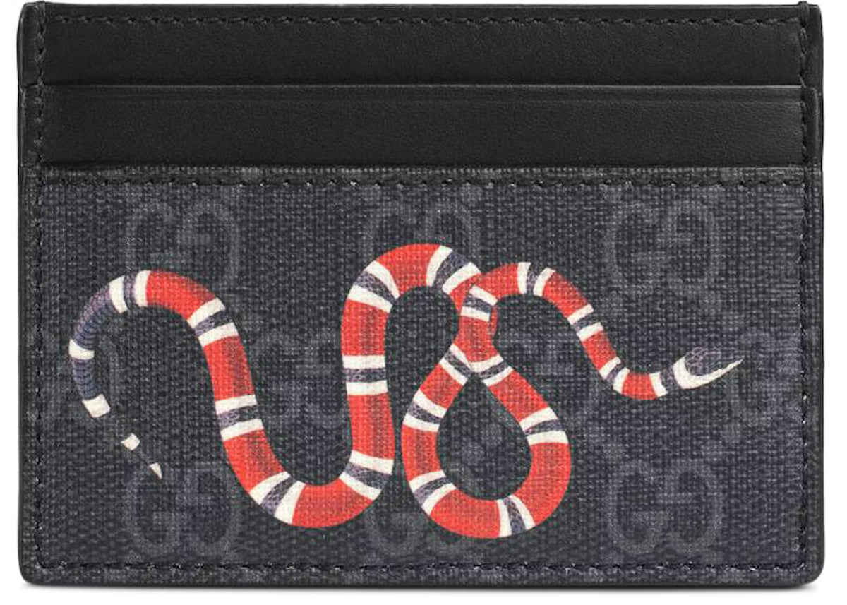 Gucci Card Case GG Supreme Kingsnake Print Black/Grey